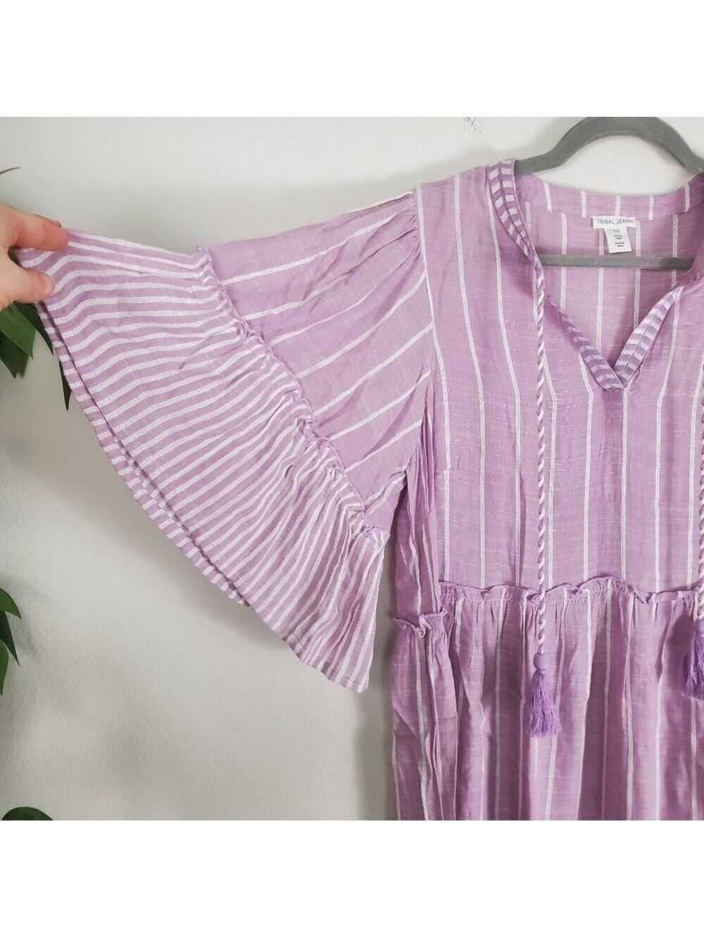 Tribal Jeans Dress Petite Small Women's Boho Ruffle Spring Pastel - Picture 5 of 11